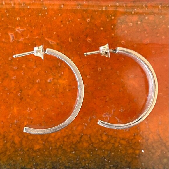 Native American Hopi Sterling Silver Hoop Earrings - Picture 2 of 4